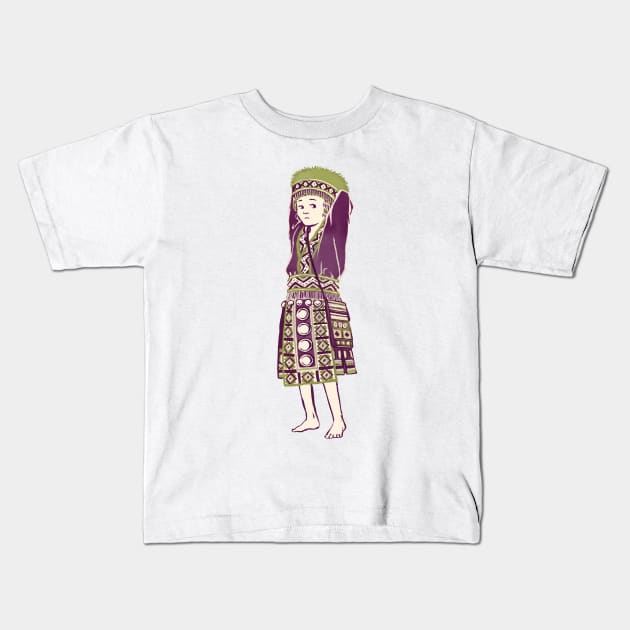 People of Thailand - Bored Hmong Girl Kids T-Shirt by akaneyabushita